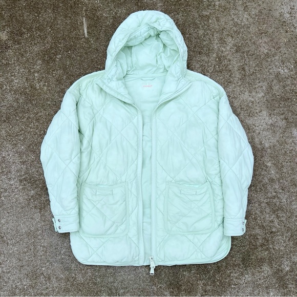 Free People Pippa Packable Puffer Jacket Light Green Bleached Melon Pippa - Picture 6 of 8